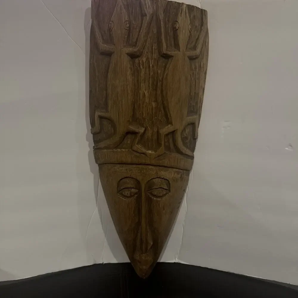 Hand Carved Wooden African Style Tribal Wall Mask Folk Art Home Decor Large